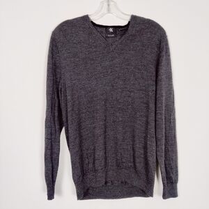 Calvin Klein Men's 100% Merino Wool Sweater Heathered Black Size XL V-neck